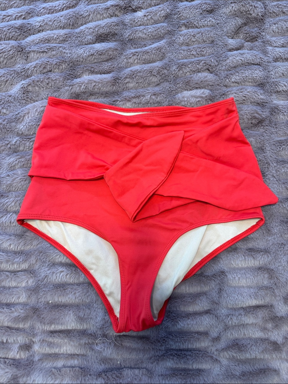 Kortni Jeane High-Waisted Red Twist-Front Bikini Bottoms